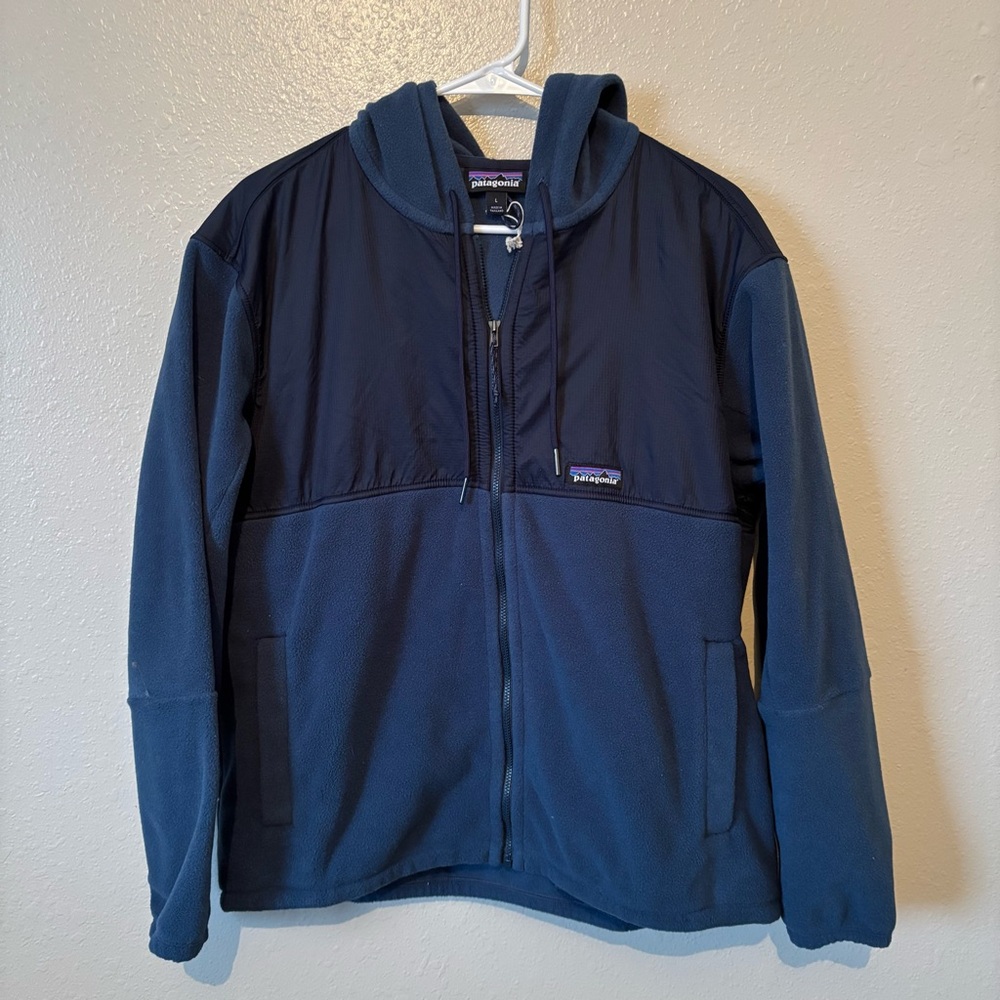 Patagonia Navy Blue Hooded Fleece Jacket